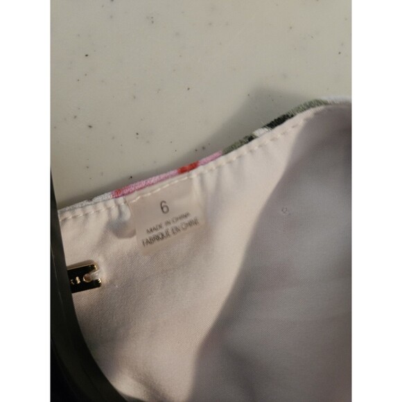 Tahari Pink Green Floral Print Pleated  Belted Midi Dress Sz 6 Pink White Green - Picture 8 of 8